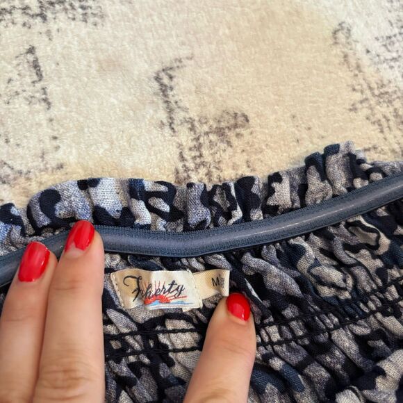 Faherty Margarita 100% Linen Strapless Maxi Dress Size Medium Coastal Artsy Boho - Picture 5 of 9